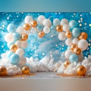 Kate Backdrop Blue Colorful Balloon 7'x5'